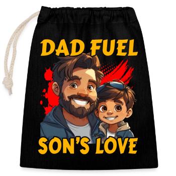 Papa alimente l’amour de son fils - Sac cadeau en coton avec cordon (25 x 30 cm) - noir - Devant