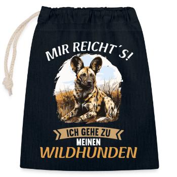 Wildhunde Wildhund - Verschließbarer Geschenkbeutel aus Baumwolle (25x30cm) - Navy - Vorne
