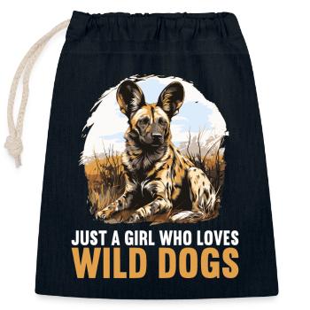 Wildhunde Wildhund - Verschließbarer Geschenkbeutel aus Baumwolle (25x30cm) - Navy - Vorne