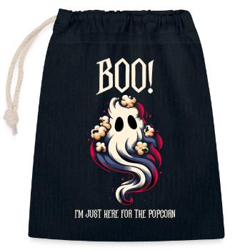 Funny popcorn saying, binge-watching popcorn - Closable cotton gift bag (25x30cm) - navy - Front