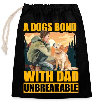 Un lien entre les chiens et son père est - Sac cadeau en coton avec cordon (25 x 30 cm) - noir - Devant