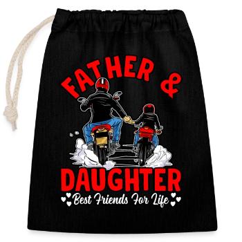 Father and Daughter best friends for life - Closable cotton gift bag (25x30cm) - black - Front