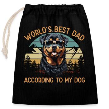 Meilleur chien du monde papa rottweiler motifs drôles - Sac cadeau en coton avec cordon (25 x 30 cm) - noir - Devant