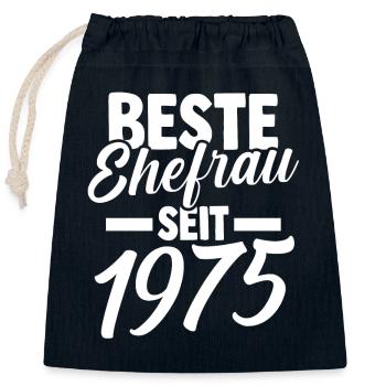 Valentinstag Beste Ehefrau Seit 1975 - Verschließbarer Geschenkbeutel aus Baumwolle (25x30cm) - Navy - Vorne