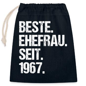 Valentinstag Beste Ehefrau Seit 1967 - Verschließbarer Geschenkbeutel aus Baumwolle (25x30cm) - Navy - Vorne