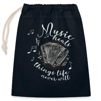 Ziehharmonika-Spieler Harmonica-Musiker Akkordeon - Verschließbarer Geschenkbeutel aus Baumwolle (25x30cm) - Navy - Vorne