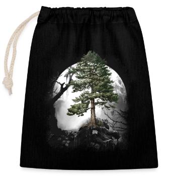 Forêt Nature sauvage Conifères Forêt Arbre Pin Halloween Arbres - Sac cadeau en coton avec cordon (25 x 30 cm) - noir - Devant