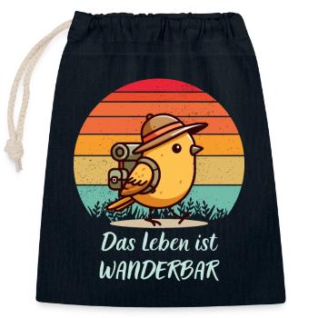 Wandern Wanderer Vogel Wanderlust Freizeit Lustig - Verschließbarer Geschenkbeutel aus Baumwolle (25x30cm) - Navy - Vorne