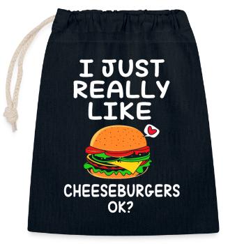 Cheeseburger - Verschließbarer Geschenkbeutel aus Baumwolle (25x30cm) - Navy - Vorne