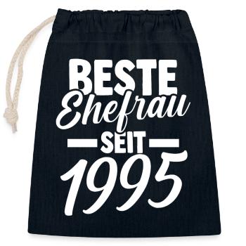 Valentinstag Beste Ehefrau Seit 1995 - Verschließbarer Geschenkbeutel aus Baumwolle (25x30cm) - Navy - Vorne