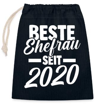 Meilleure épouse de la Saint-Valentin depuis 2020 - Sac cadeau en coton avec cordon (25 x 30 cm) - bleu marine - Devant