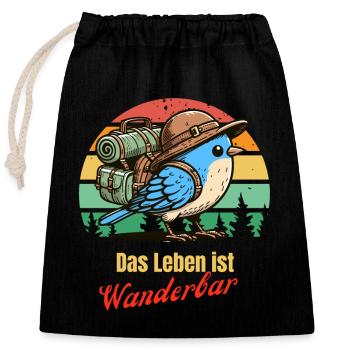 Wandern Wanderlust Wanderurlaub Wanderer Natur - Verschließbarer Geschenkbeutel aus Baumwolle (25x30cm) - Schwarz - Vorne