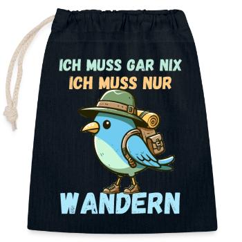 Wandern Wanderung Wanderurlaub Vogel Natur Lustig - Verschließbarer Geschenkbeutel aus Baumwolle (25x30cm) - Navy - Vorne