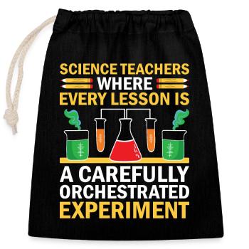 Professeur de sciences Professeur d’école Biologie Chimie P - Sac cadeau en coton avec cordon (25 x 30 cm) - noir - Devant