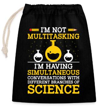 Professeur de sciences Professeur d’école Biologie Chimie P - Sac cadeau en coton avec cordon (25 x 30 cm) - noir - Devant