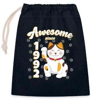 1992 Geburtstag Awesome since Katze Maneki neko - Verschließbarer Geschenkbeutel aus Baumwolle (25x30cm) - Navy - Vorne