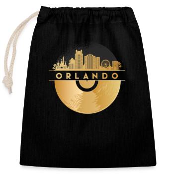Vinyl Record Disco Music Skyline-Orlando - Closable cotton gift bag (25x30cm) - black - Front