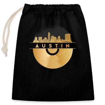 Vinyl-Schallplatte Disco-Musik Skyline-AUSTIN - Verschließbarer Geschenkbeutel aus Baumwolle (25x30cm) - Schwarz - Vorne