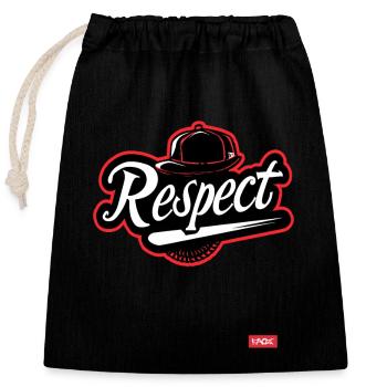 Parodie-Baseball Team: Respekt - Verschließbarer Geschenkbeutel aus Baumwolle (25x30cm) - Schwarz - Vorne
