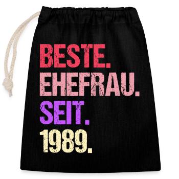 Meilleure épouse de la Saint-Valentin depuis 1989 - Sac cadeau en coton avec cordon (25 x 30 cm) - noir - Devant