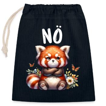 Red Panda Funny Saying Nope Fire Fox - Closable cotton gift bag (25x30cm) - navy - Front