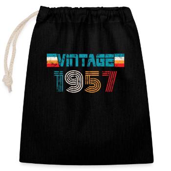 Millésime anniversaire 1957 - Sac cadeau en coton avec cordon (25 x 30 cm) - noir - Devant