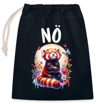 Red Panda Funny Saying Nope Fire Fox - Closable cotton gift bag (25x30cm) - navy - Front