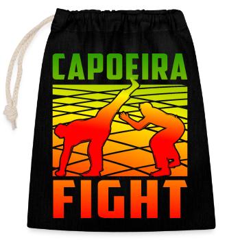 Combat de capoeira - Sac cadeau en coton avec cordon (25 x 30 cm) - noir - Devant