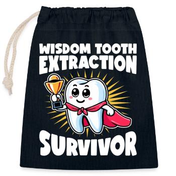 Dents de sagesse cadeau pour l’extraction des dents de sagesse - Sac cadeau en coton avec cordon (25 x 30 cm) - bleu marine - Devant