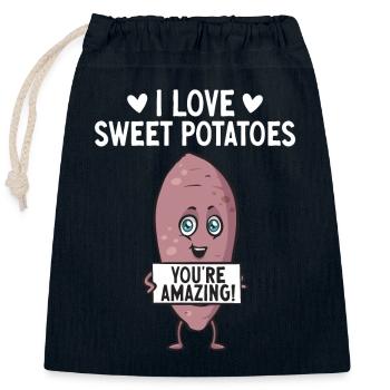 Légumes-racines de patates douces - Sac cadeau en coton avec cordon (25 x 30 cm) - bleu marine - Devant
