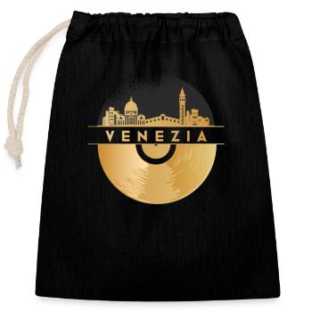 Disque vinyle Disco Musique - Sac cadeau en coton avec cordon (25 x 30 cm) - noir - Devant