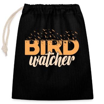 Observation des oiseaux Ornithologue Zoologiste - Sac cadeau en coton avec cordon (25 x 30 cm) - noir - Devant
