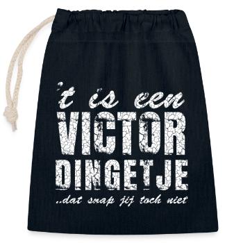 Cool nom de la chemise design Victor, personnalisé - Sac cadeau en coton avec cordon (25 x 30 cm) - bleu marine - Devant