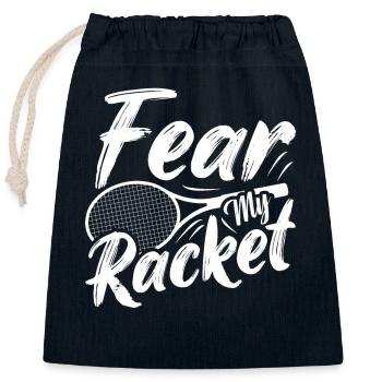 Fear My Racket Badminton Player - Closable cotton gift bag (25x30cm) - navy - Front