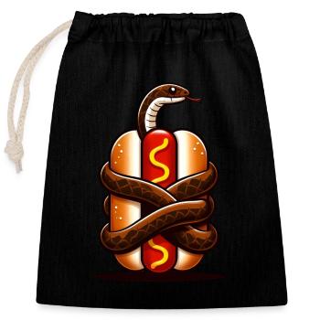 Snake Wrapped Hot Dog - Closable cotton gift bag (25x30cm) - black - Front