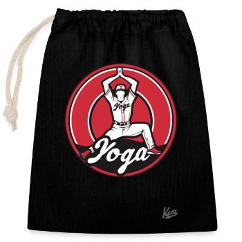 Lustige Sport Parodie: Baseball Yoga - Verschließbarer Geschenkbeutel aus Baumwolle (25x30cm) - Schwarz - Vorne