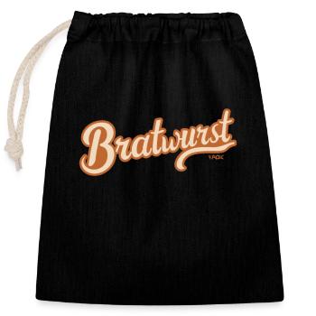 Bratwurst - Verschließbarer Geschenkbeutel aus Baumwolle (25x30cm) - Schwarz - Vorne