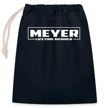 Meyer Lebenslang Nachname Spruch Geschenk - Verschließbarer Geschenkbeutel aus Baumwolle (25x30cm) - Navy - Vorne