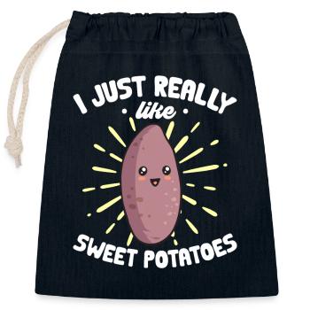 Légumes-racines de patates douces - Sac cadeau en coton avec cordon (25 x 30 cm) - bleu marine - Devant