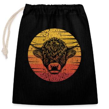 Rétro Buffalo Bovinae Bison d’Amérique Amoureux Bison - Sac cadeau en coton avec cordon (25 x 30 cm) - noir - Devant