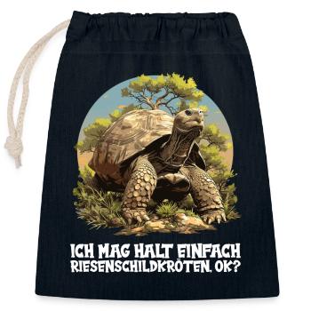 Riesenschildkröten Riesenschildkröte - Verschließbarer Geschenkbeutel aus Baumwolle (25x30cm) - Navy - Vorne