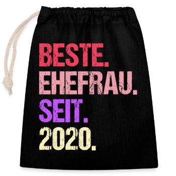 Meilleure épouse de la Saint-Valentin depuis 2020 - Sac cadeau en coton avec cordon (25 x 30 cm) - noir - Devant