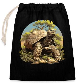 Riesenschildkröten Riesenschildkröte - Verschließbarer Geschenkbeutel aus Baumwolle (25x30cm) - Schwarz - Vorne