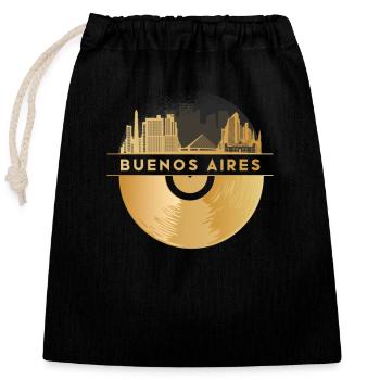Disque vinyle Musique - Sac cadeau en coton avec cordon (25 x 30 cm) - noir - Devant