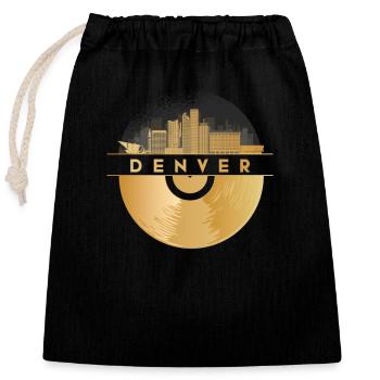 Disque Vinyle Musique Skyline-USA-Denver - Sac cadeau en coton avec cordon (25 x 30 cm) - noir - Devant