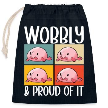 Poisson blob mignon poisson laid - Sac cadeau en coton avec cordon (25 x 30 cm) - bleu marine - Devant