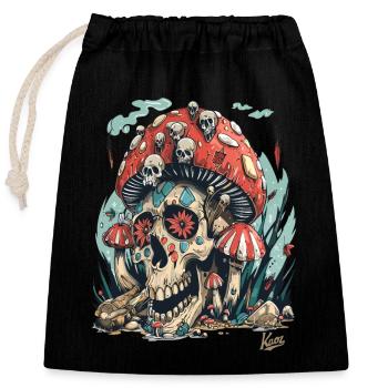 Forest of Horrible Skull Skull Mushrooms - Closable cotton gift bag (25x30cm) - black - Front