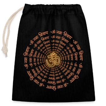 Rave Outfit mit Om Zeichen - Klang des Universums - Verschließbarer Geschenkbeutel aus Baumwolle (25x30cm) - Schwarz - Vorne