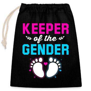 Gender Reveal Babyshower - Closable cotton gift bag (25x30cm) - black - Front