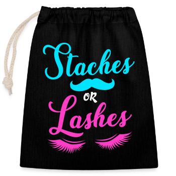 Gender Reveal - Closable cotton gift bag (25x30cm) - black - Front